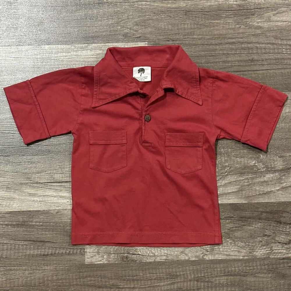 Kate Quinn Organics Red Collared Short Sleeve Shirt